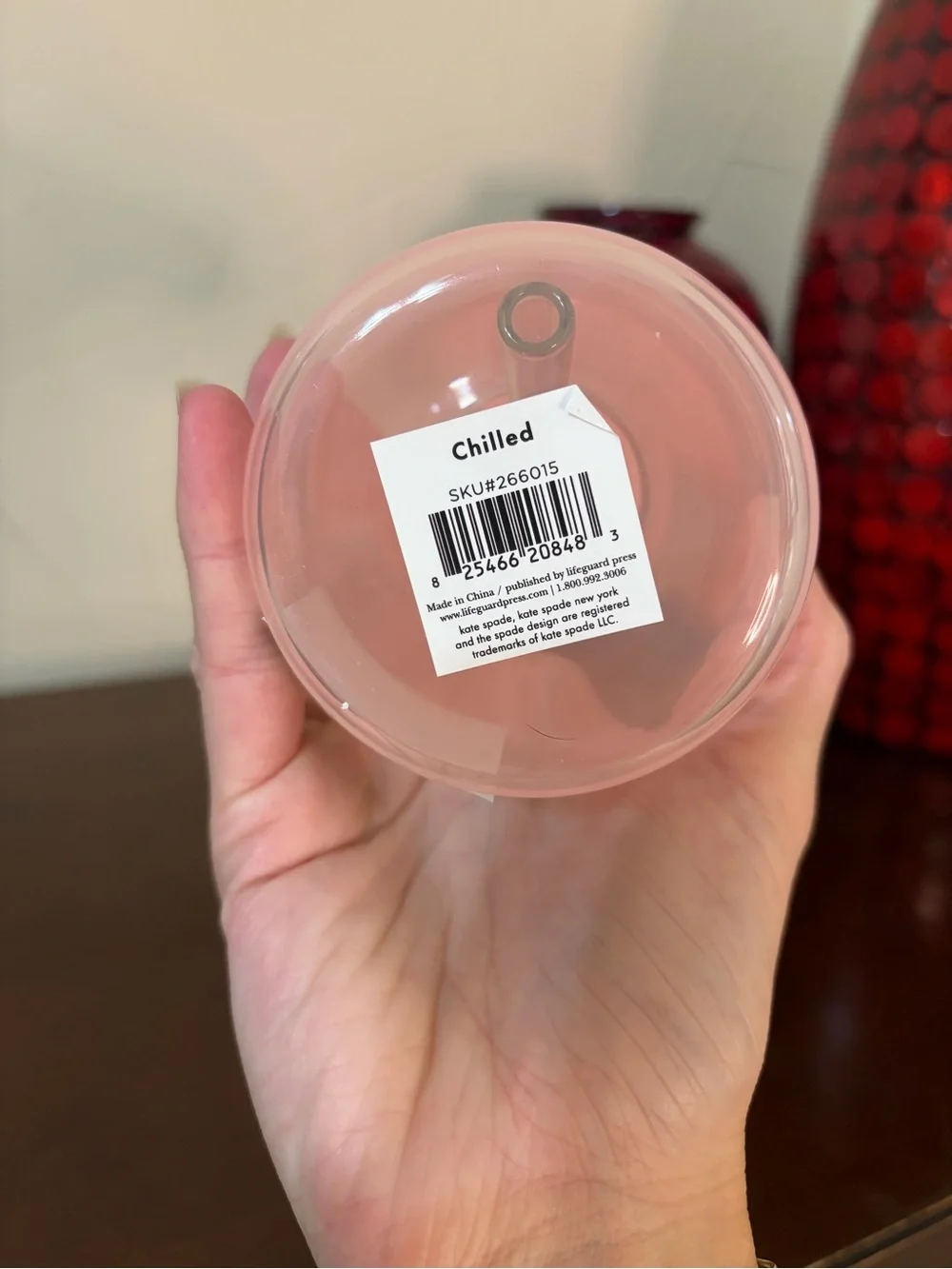 kate spade Pink 'Chilled' 20 oz Glass Tumbler with Straw